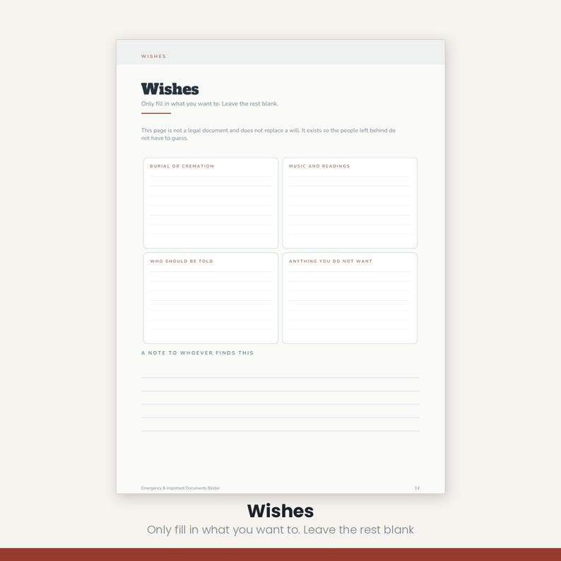 Emergency Binder Printable | Important Documents Organizer | In Case of Emergency Planner 17 Pages | A4 US Letter Instant Download image 18