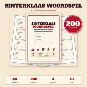 Sinterklaas Word Game 40 Cards | 30 Seconds Game | Children's Party Printable | Gift-Giving Evening PDF image 1