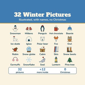 Winter Bingo 100 Cards, Printable Winter Picture Bingo Game for Kids and Adults, Classroom Winter Party, Snow Day Activity image 3