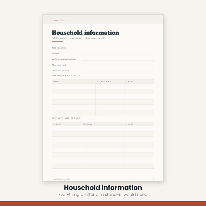 Home Management Binder Printable | Cleaning Schedule Meal Planner Budget | Household Organizer 25 Pages | A4 US Letter Instant Download image 7