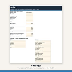 Small Business Bookkeeping Spreadsheet | Income Expense Tracker Excel Google Sheets | VAT Profit Loss Invoice | Instant Download image 17
