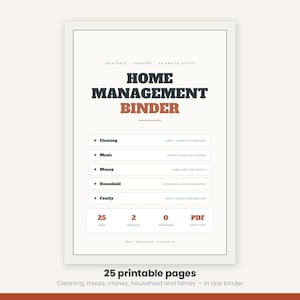 Home Management Binder Printable | Cleaning Schedule Meal Planner Budget | Household Organizer 25 Pages | A4 US Letter Instant Download image 5