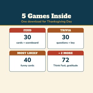 Thanksgiving Feud Game Printable, Friendsgiving Game, Guess the Top Answers, Family Thanksgiving Party Game for Adults and Kids image 6