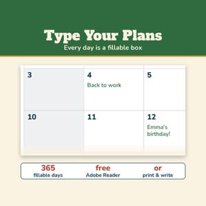 2027 Calendar Printable, Editable 2027 Monthly Calendar, Sunday or Monday Start, US Holidays, Week Numbers, Fillable PDF, Letter A4 image 3