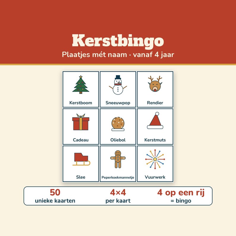 Christmas Bingo 50 Cards with Pictures | Christmas Bingo for Children and Family | Printable Christmas Game in Dutch | Christmas Dinner, Class, Christmas Drinks image 2