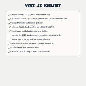 Haushaltsbuch 2027 (Excel) | Budgetplaner (Google Sheets, Niederländisch) | Fixe Ausgaben, Sparschweine, Schulden, Jahreskalender | Budgetplaner 2027 Bild 20