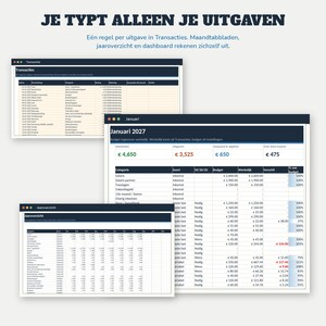 Haushaltsbuch 2027 (Excel) | Budgetplaner (Google Sheets, Niederländisch) | Fixe Ausgaben, Sparschweine, Schulden, Jahreskalender | Budgetplaner 2027 Bild 2