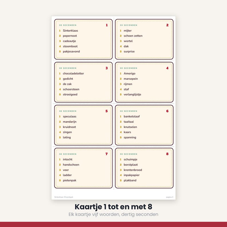Sinterklaas Word Game 40 Cards | 30 Seconds Game | Children's Party Printable | Gift-Giving Evening PDF image 7