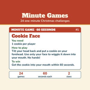 Christmas Minute Games, 24 One Minute Party Games Printable, Christmas Party Games for Kids and Adults, Family, Classroom, Office Party image 1