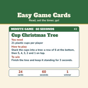 Christmas Minute Games, 24 One Minute Party Games Printable, Christmas Party Games for Kids and Adults, Family, Classroom, Office Party image 3