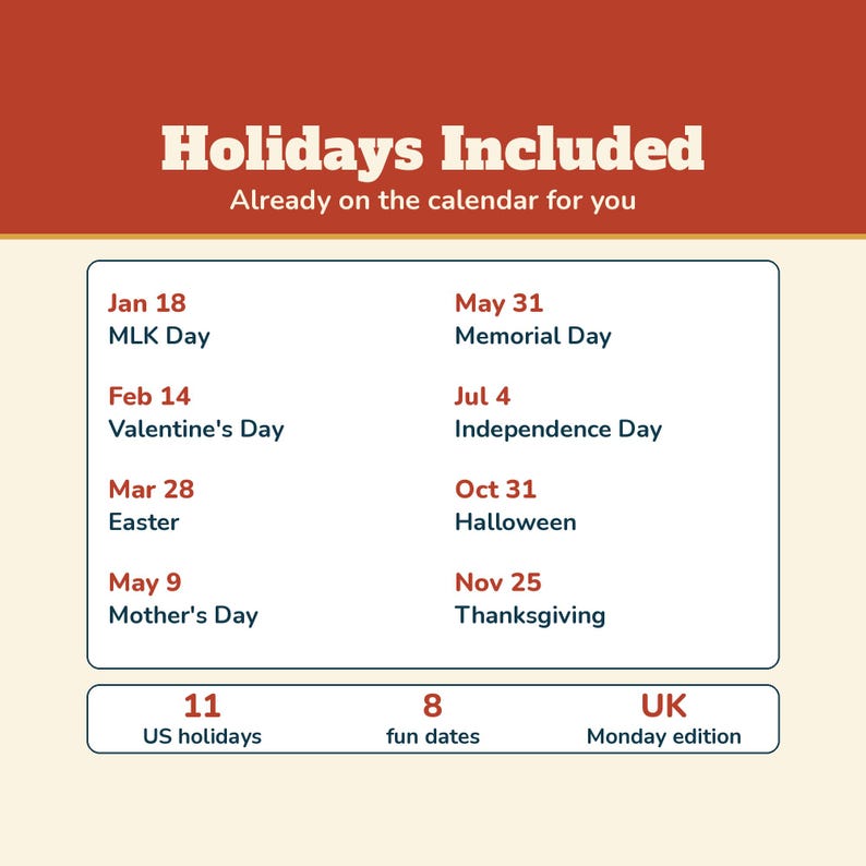 2027 Calendar Printable, Editable 2027 Monthly Calendar, Sunday or Monday Start, US Holidays, Week Numbers, Fillable PDF, Letter A4 image 4