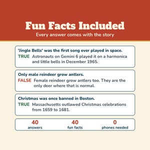 Christmas True or False Game, Printable Christmas Trivia with Fun Facts, Holiday Trivia for Kids Adults Seniors, Class or Office Party Bild 4