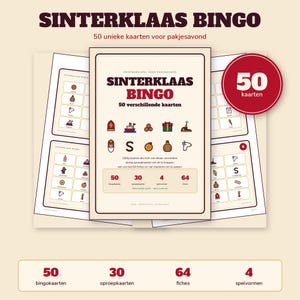 Sinterklaas Bingo 50 Cards | Children's Party Printable | Gift-Giving Evening Game Dutch | PDF Download image 1
