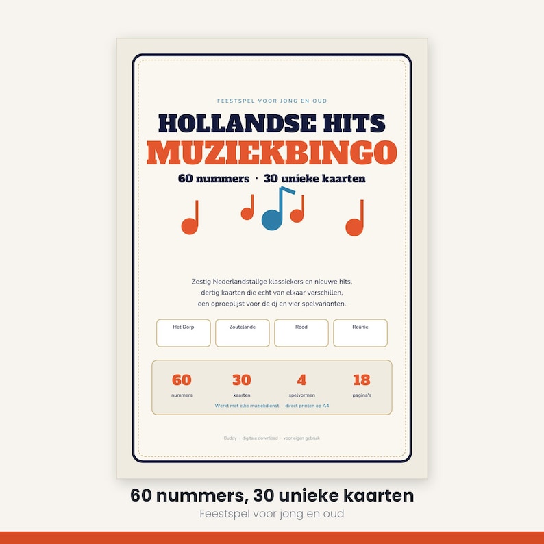 Hitster Cards Dutch | Music Bingo 30 Cards | 60 Dutch Hits | Printable Party Game PDF image 5