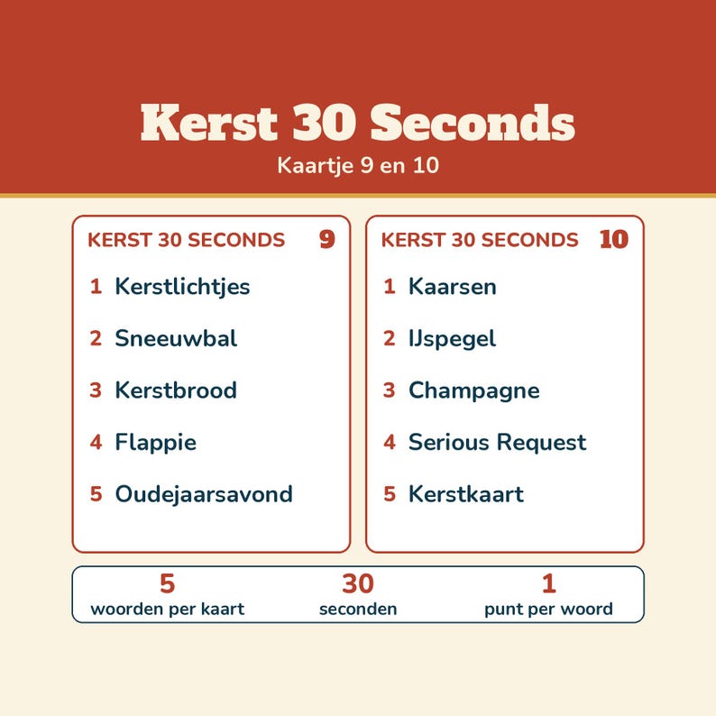 Christmas 30 Seconds 200 Concepts | Christmas Game Dutch Printable | Guessing Game for Christmas Dinner, Christmas Drinks, Family, and New Year's Eve image 10