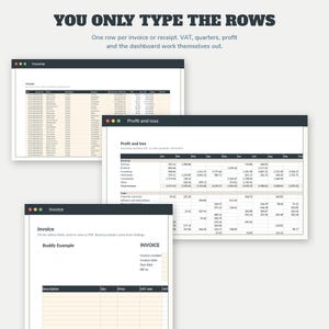 Small Business Bookkeeping Spreadsheet | Income Expense Tracker Excel Google Sheets | VAT Profit Loss Invoice | Instant Download image 4