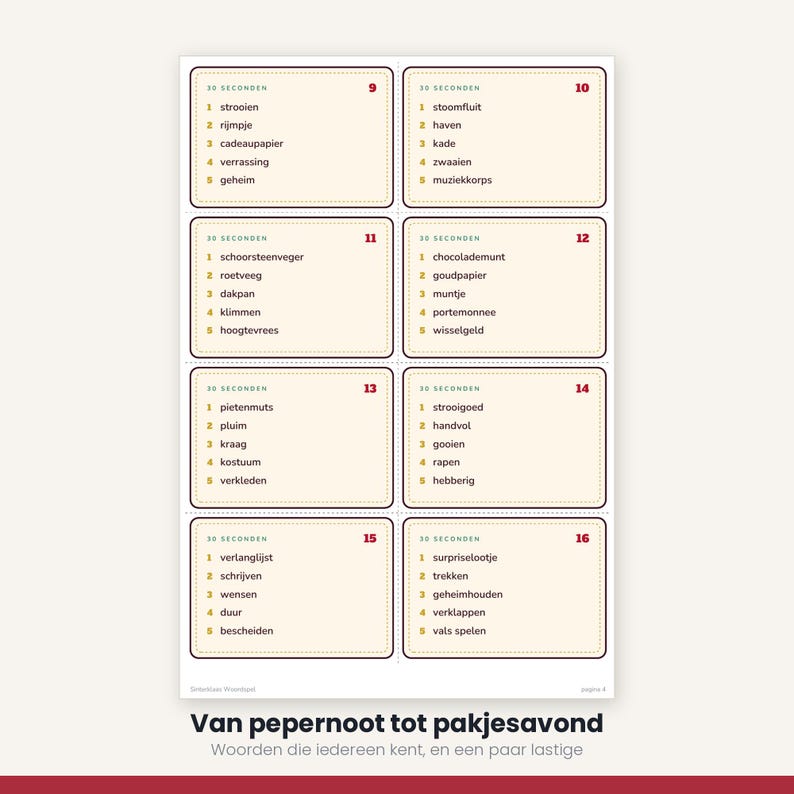 Sinterklaas Word Game 40 Cards | 30 Seconds Game | Children's Party Printable | Gift-Giving Evening PDF image 8