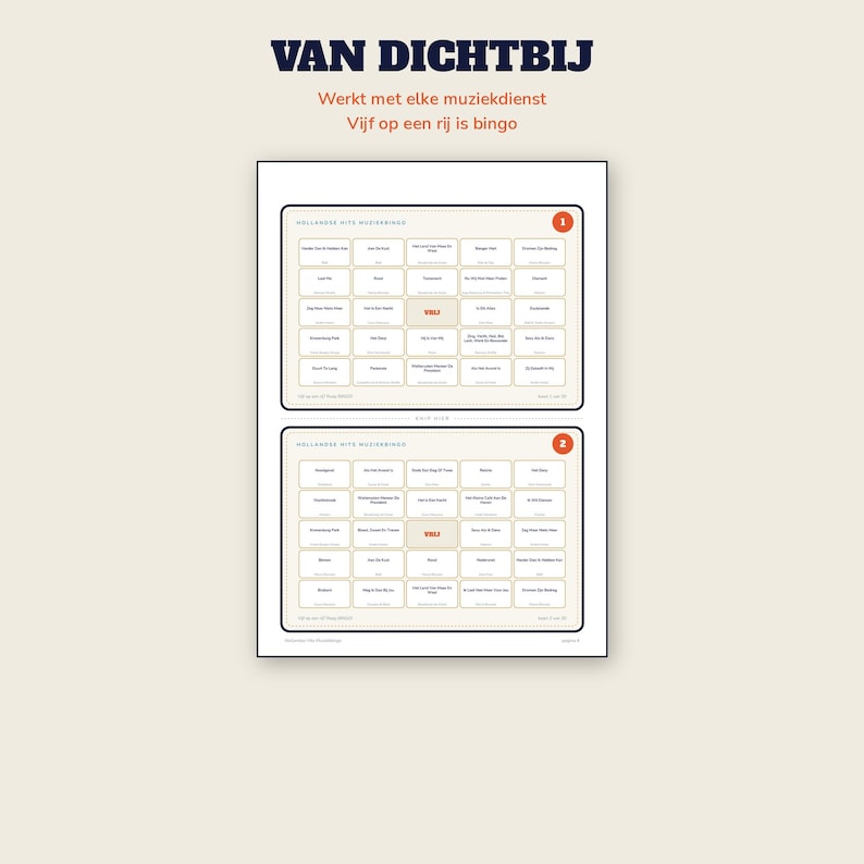 Hitster Cards Dutch | Music Bingo 30 Cards | 60 Dutch Hits | Printable Party Game PDF image 3
