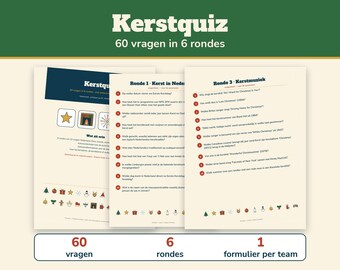 Christmas Quiz 60 Questions with Answers | Dutch Christmas Pub Quiz | Printable Quiz for Christmas Dinner, Christmas Drinks, and New Year's Eve