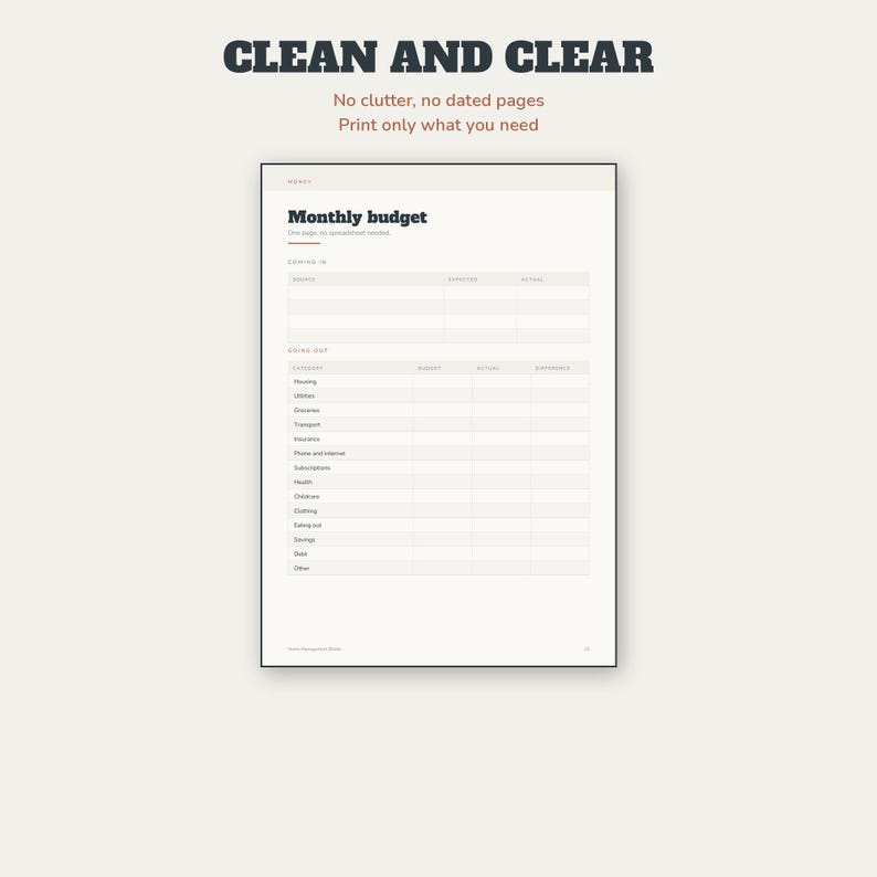 Home Management Binder Printable | Cleaning Schedule Meal Planner Budget | Household Organizer 25 Pages | A4 US Letter Instant Download image 3