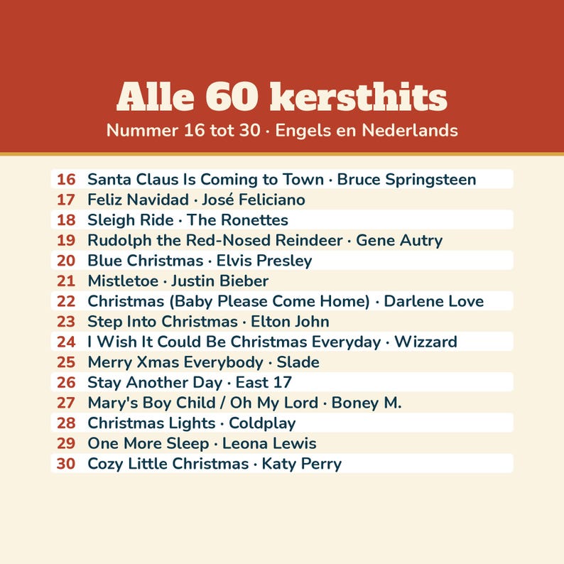 Christmas Music Bingo 60 Christmas Hits 50 Cards | Music Bingo Christmas Dutch Printable | Christmas Drinks, Christmas Party, Family, New Year's Eve image 9