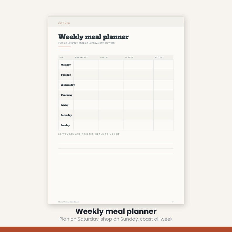Home Management Binder Printable | Cleaning Schedule Meal Planner Budget | Household Organizer 25 Pages | A4 US Letter Instant Download image 12