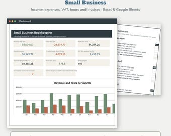 Arkusz kalkulacyjny do księgowości małych firm | Śledzenie przychodów i wydatków w programie Excel i Arkuszach Google | Faktura VAT – zysk/strata | Natychmiastowe pobieranie