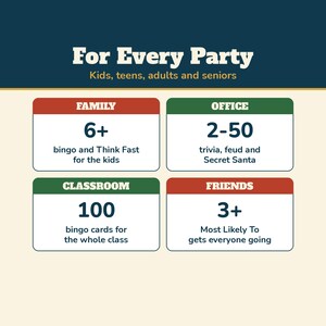 Christmas Party Games Bundle, 6 Printable Games, Christmas Trivia, Christmas Feud, 100 Bingo Cards, Secret Santa, Office Party Games image 11