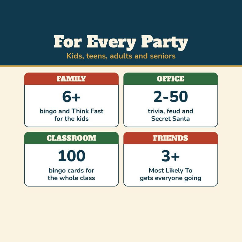 Christmas Party Games Bundle, 6 Printable Games, Christmas Trivia, Christmas Feud, 100 Bingo Cards, Secret Santa, Office Party Games image 11