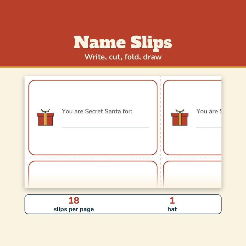 Secret Santa Questionnaire Printable, Christmas Gift Exchange Form, Coworker Favorite Things List, Office Secret Santa with Name Slips image 3