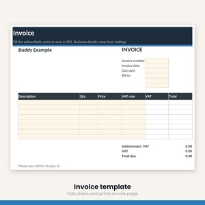 Small Business Bookkeeping Spreadsheet | Income Expense Tracker Excel Google Sheets | VAT Profit Loss Invoice | Instant Download image 16