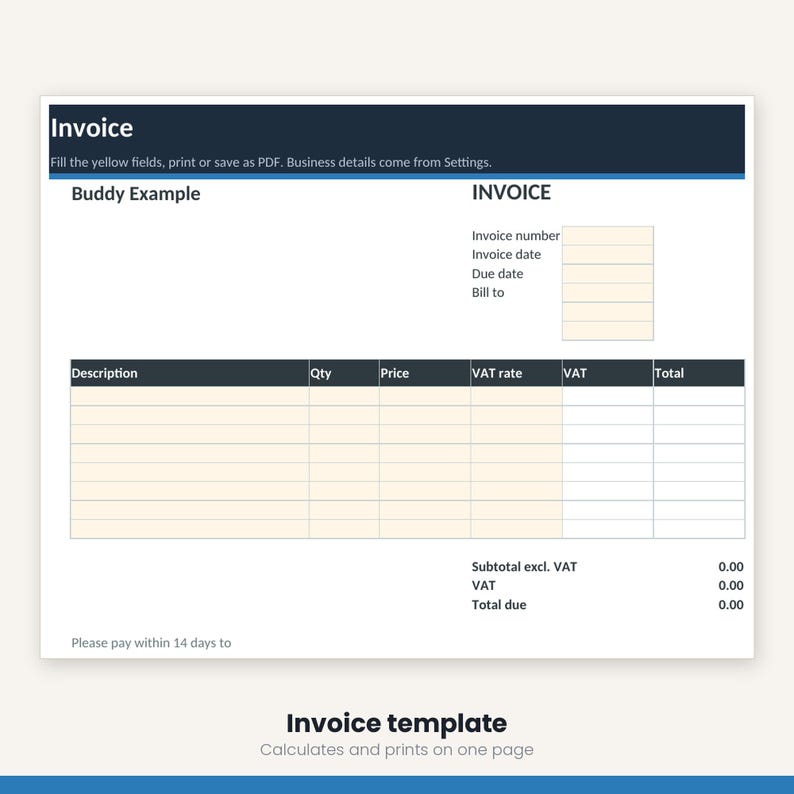 Small Business Bookkeeping Spreadsheet | Income Expense Tracker Excel Google Sheets | VAT Profit Loss Invoice | Instant Download image 16