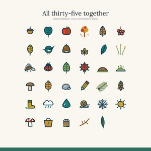 Autumn Woodland Clipart 35 Icons | SVG and Transparent PNG | Fall Leaves Hedgehog Mushroom | Cricut Silhouette Digital Download image 7