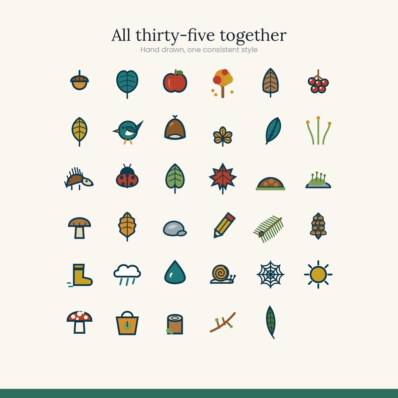 Autumn Woodland Clipart 35 Icons | SVG and Transparent PNG | Fall Leaves Hedgehog Mushroom | Cricut Silhouette Digital Download image 7