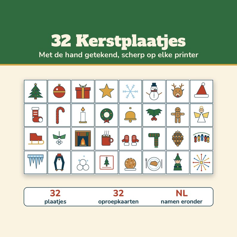 Christmas Bingo 50 Cards with Pictures | Christmas Bingo for Children and Family | Printable Christmas Game in Dutch | Christmas Dinner, Class, Christmas Drinks image 3