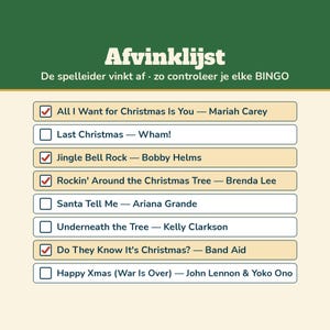 Christmas Music Bingo 60 Christmas Hits 50 Cards | Music Bingo Christmas Dutch Printable | Christmas Drinks, Christmas Party, Family, New Year's Eve image 6