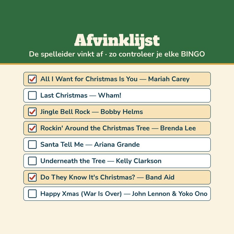 Christmas Music Bingo 60 Christmas Hits 50 Cards | Music Bingo Christmas Dutch Printable | Christmas Drinks, Christmas Party, Family, New Year's Eve image 6