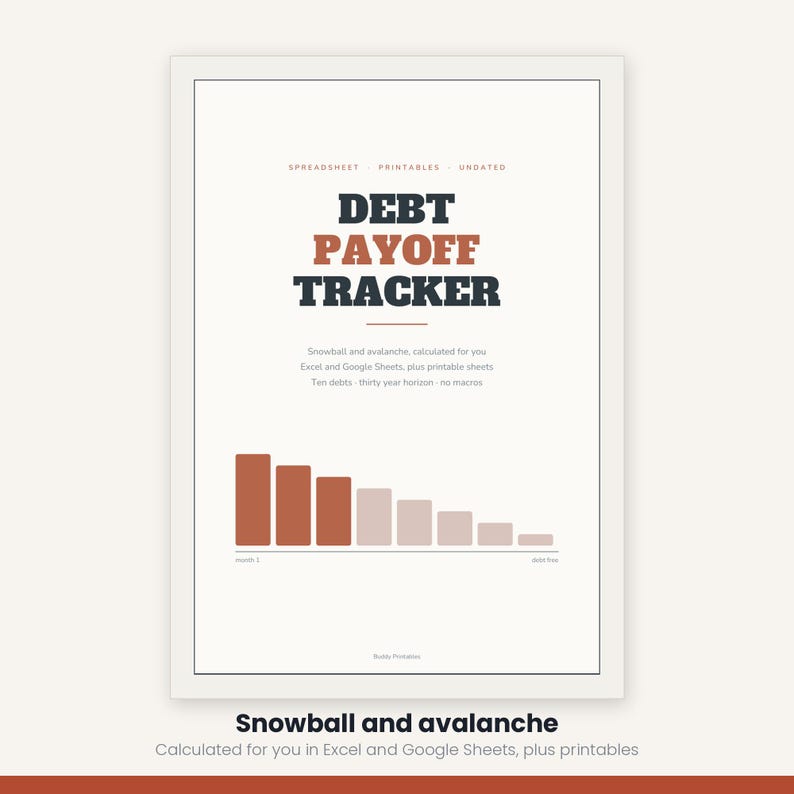 Debt Payoff Tracker Spreadsheet | Debt Snowball Avalanche Calculator Excel Google Sheets | Debt Free Planner Printable | Instant Download image 8