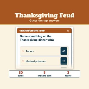 Thanksgiving Games Bundle, 5 Printable Games, Thanksgiving Feud, Trivia, Most Likely To, Friendsgiving Party Games for Family and Adults image 3