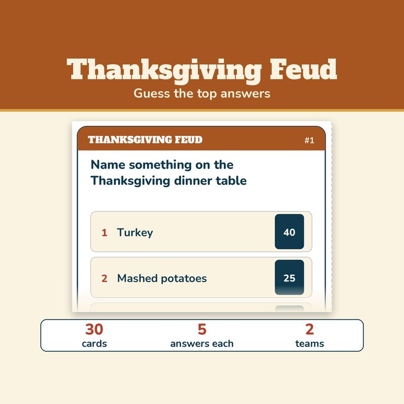 Thanksgiving Games Bundle, 5 Printable Games, Thanksgiving Feud, Trivia, Most Likely To, Friendsgiving Party Games for Family and Adults image 3