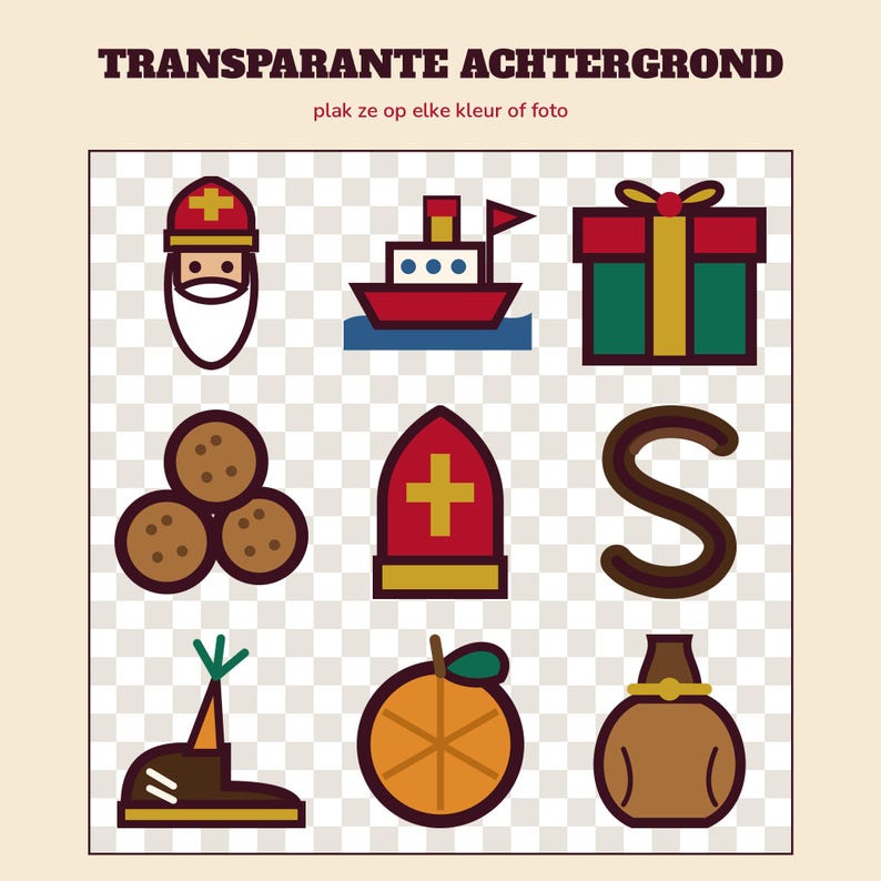 Sinterklaas Clipart 30 Icons | SVG und transparentes PNG | Cricut Silhouette Pakjesavond | Niederländischer digitaler Download Bild 2