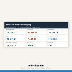 Small Business Bookkeeping Spreadsheet | Income Expense Tracker Excel Google Sheets | VAT Profit Loss Invoice | Instant Download image 8