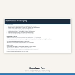 Small Business Bookkeeping Spreadsheet | Income Expense Tracker Excel Google Sheets | VAT Profit Loss Invoice | Instant Download image 18