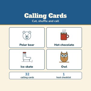 Winter Bingo 100 Cards, Printable Winter Picture Bingo Game for Kids and Adults, Classroom Winter Party, Snow Day Activity image 5