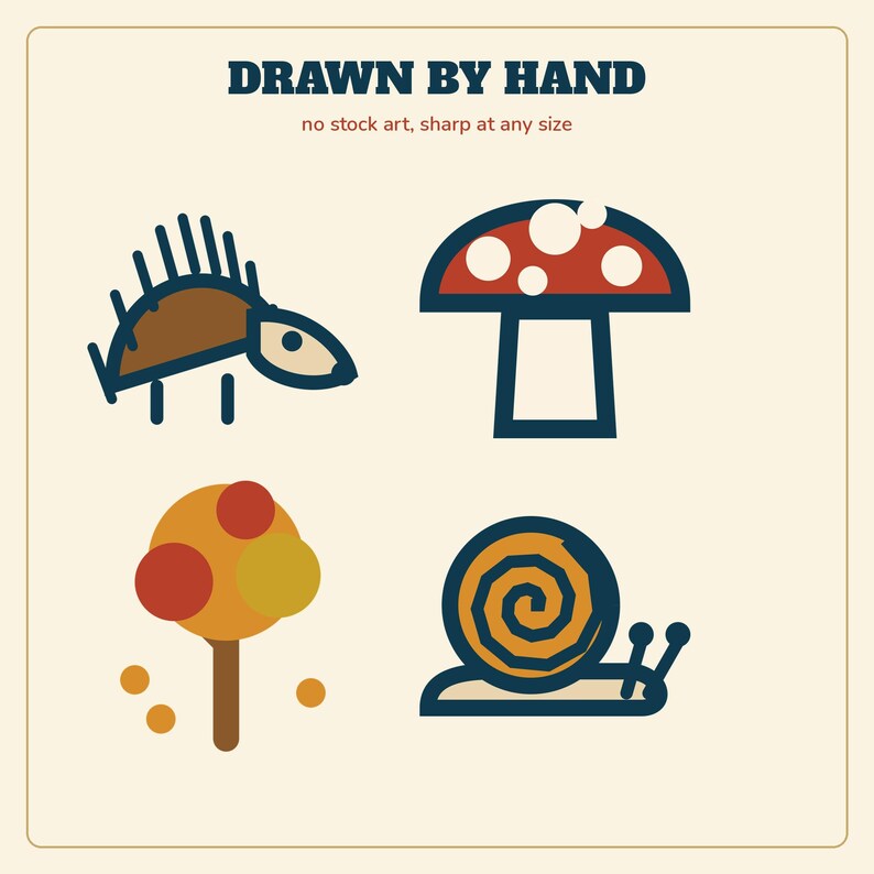 Autumn Woodland Clipart 35 Icons | SVG and Transparent PNG | Fall Leaves Hedgehog Mushroom | Cricut Silhouette Digital Download image 3