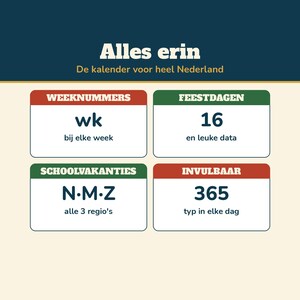 Calendar 2027 Netherlands | Week Numbers, Public Holidays and School Holidays | Fillable PDF A4 and A3 | Annual Calendar Monthly Calendar 2027 image 2