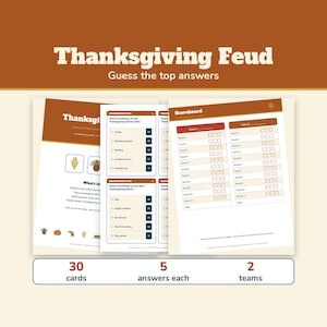 Thanksgiving Feud Game Printable, Friendsgiving Game, Guess the Top Answers, Family Thanksgiving Party Game for Adults and Kids image 1