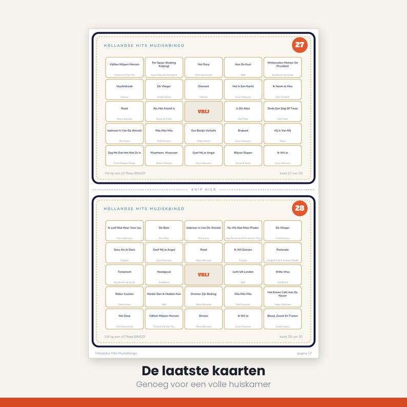 Hitster Cards Dutch | Music Bingo 30 Cards | 60 Dutch Hits | Printable Party Game PDF image 11