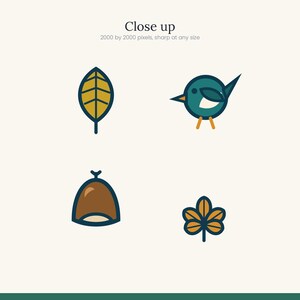 Autumn Woodland Clipart 35 Icons | SVG and Transparent PNG | Fall Leaves Hedgehog Mushroom | Cricut Silhouette Digital Download image 10