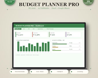 Planer budżetu Excel 2026 — Broszura dla gospodarstwa domowego z celami oszczędnościowymi